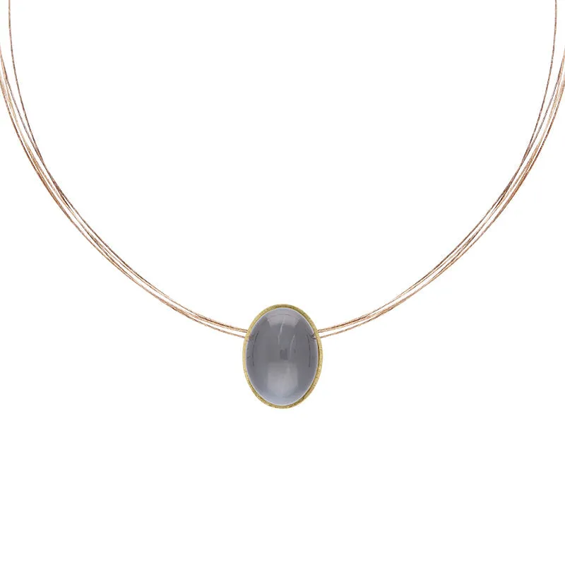 Sterling Silver Gold Plated Moonstone Oval Necklace D