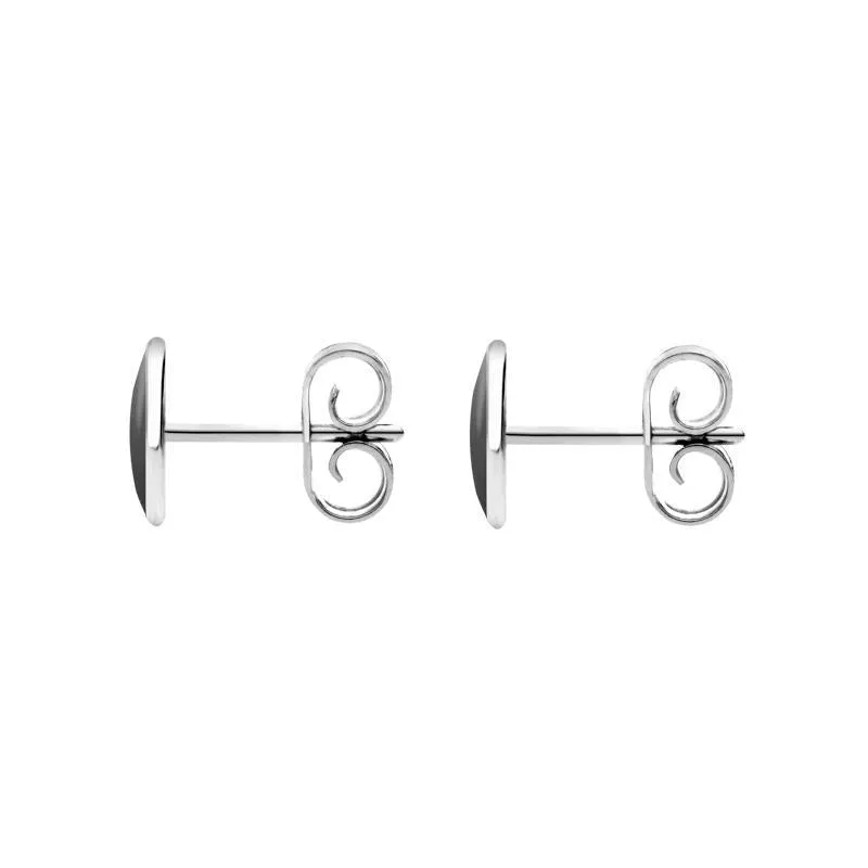 Sterling Silver Hematite 7 x 5mm Classic Small Oval Stud Earrings