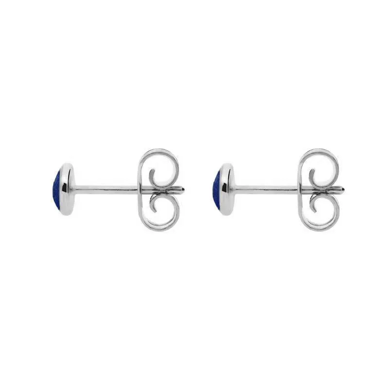 Sterling Silver Lapis Lazuli 4mm Classic Small Round Stud Earrings