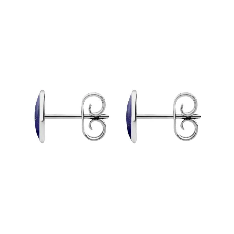 Sterling Silver Lapis Lazuli 8 x 6mm Classic Medium Oval Stud Earrings
