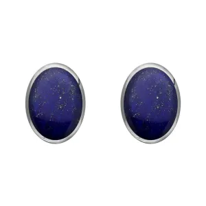 Sterling Silver Lapis Lazuli 8 x 6mm Classic Medium Oval Stud Earrings