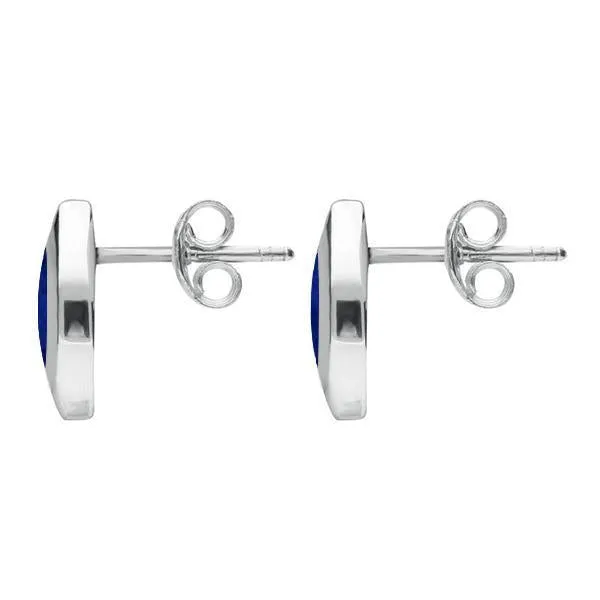 Sterling Silver Lapis Lazuli Framed Marquise Stud Earrings