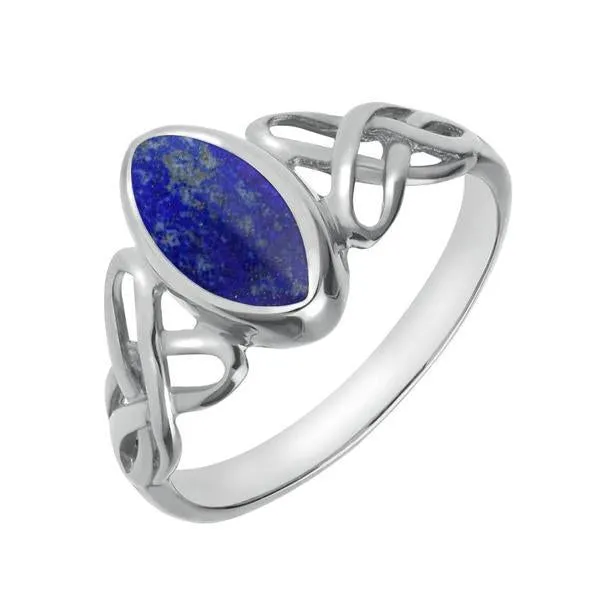 Sterling Silver Lapis Lazuli Marquise Celtic Ring