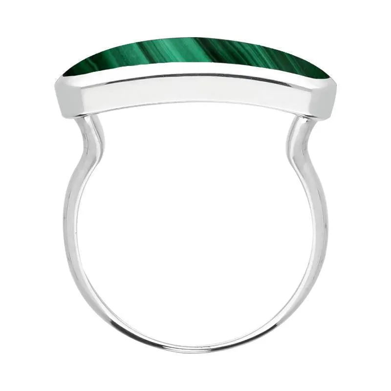Sterling Silver Malachite Lineaire Petite Oval Ring