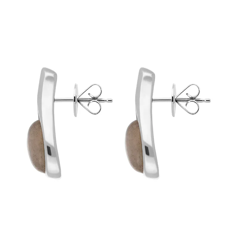 Sterling Silver Moonstone Tear Drop Oval Stud Earrings D