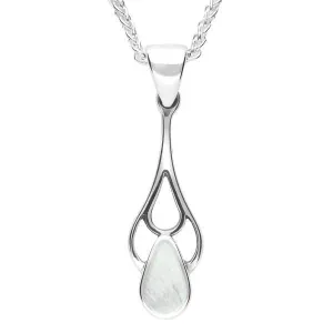 Sterling Silver Mother of Pearl Pear Spoon Necklace