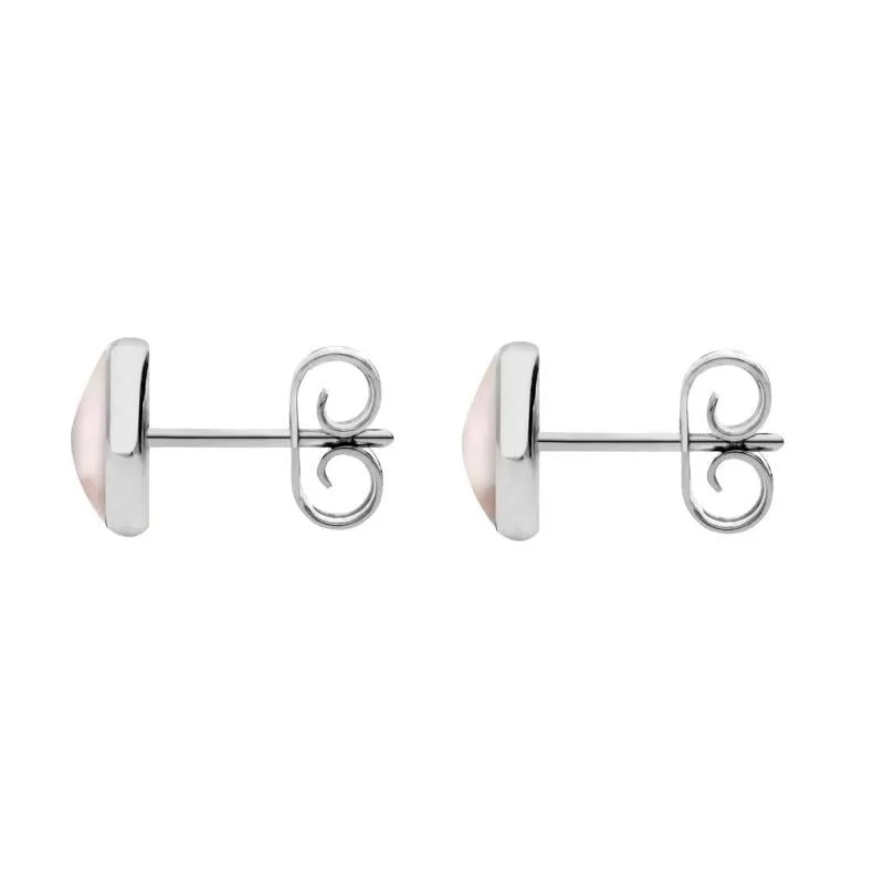 Sterling Silver Pink Mother of Pearl 6mm Classic Medium Round Stud Earrings