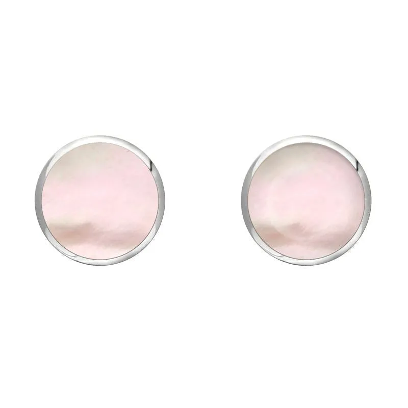 Sterling Silver Pink Mother of Pearl 6mm Classic Medium Round Stud Earrings