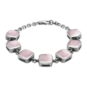 Sterling Silver Pink Mother of Pearl Cushion Bracelet