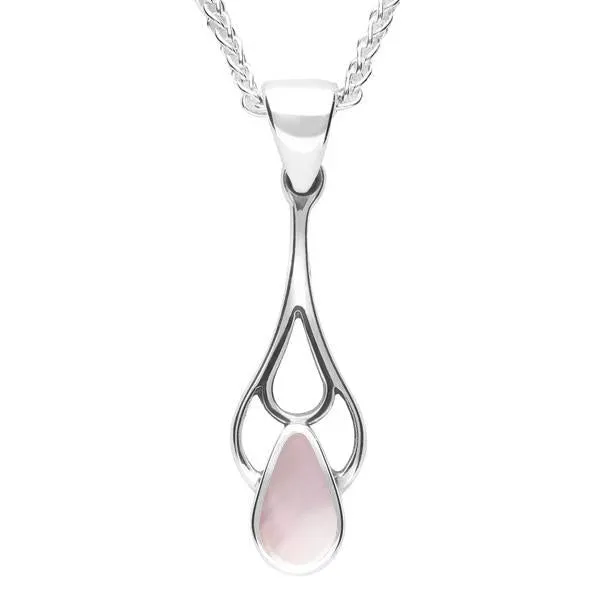 Sterling Silver Pink Mother of Pearl Pear Spoon Necklace