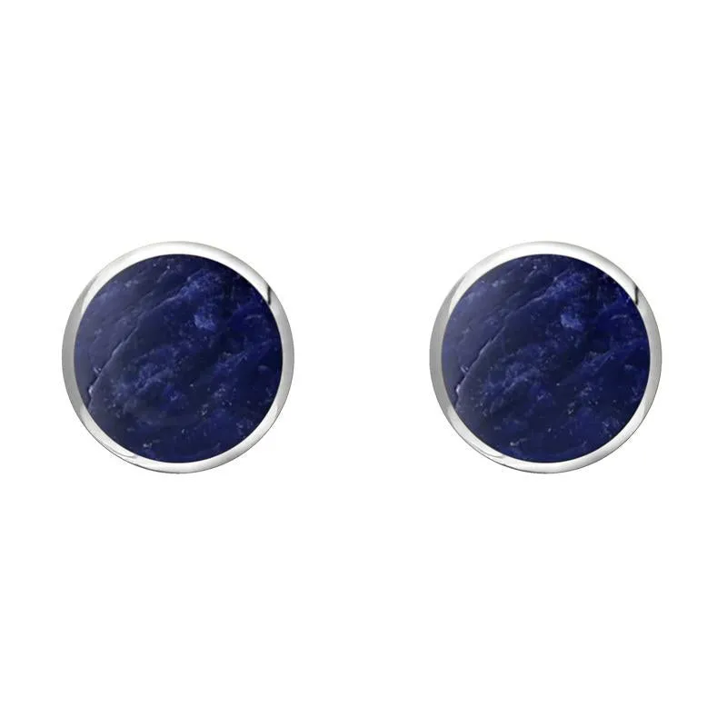Sterling Silver Sodalite 6mm Classic Medium Round Stud Earrings