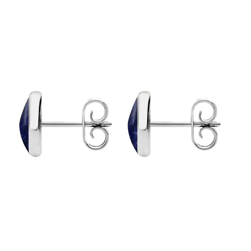 Sterling Silver Sodalite 8mm Classic Large Round Stud Earrings