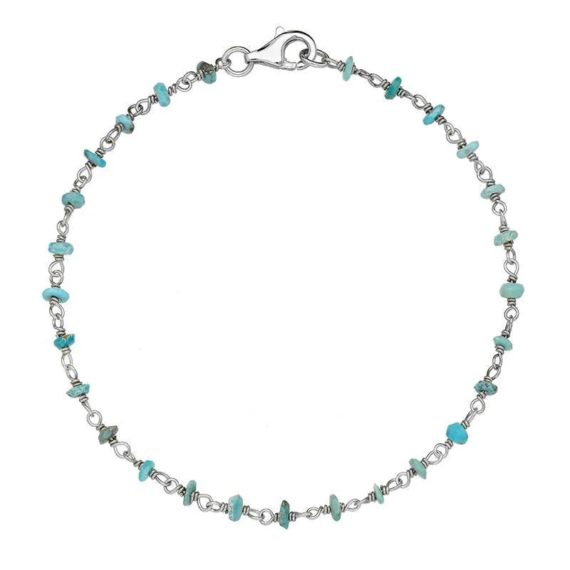 Sterling Silver Turquoise Bead Chain Bracelet