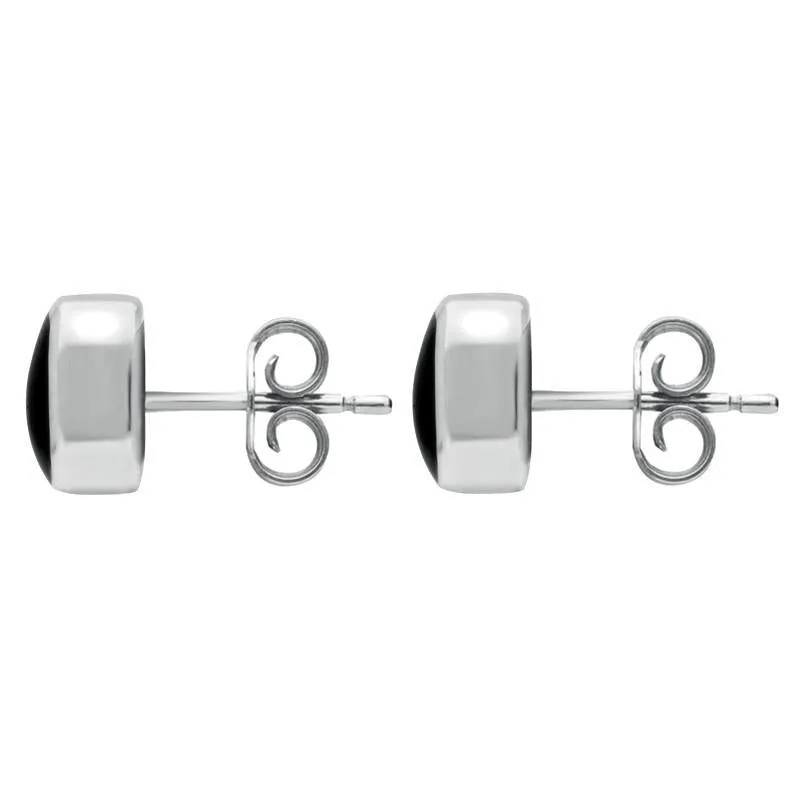 Sterling Silver Whitby Jet Dinky Cushion Stud Earrings