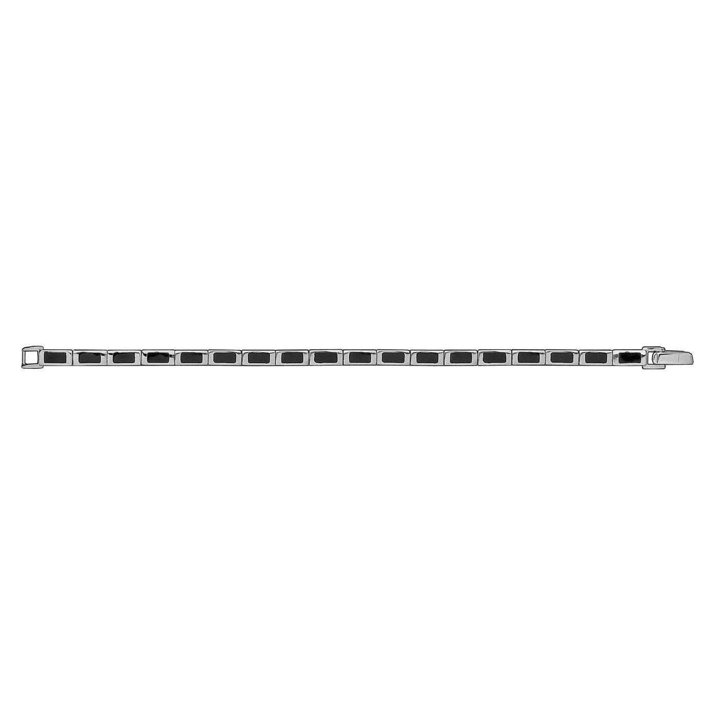 Sterling Silver Whitby Jet Heritage Petite Oblong Bracelet