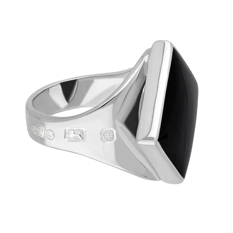 Sterling Silver Whitby Jet King's Coronation Hallmark Small Rhombus Ring D