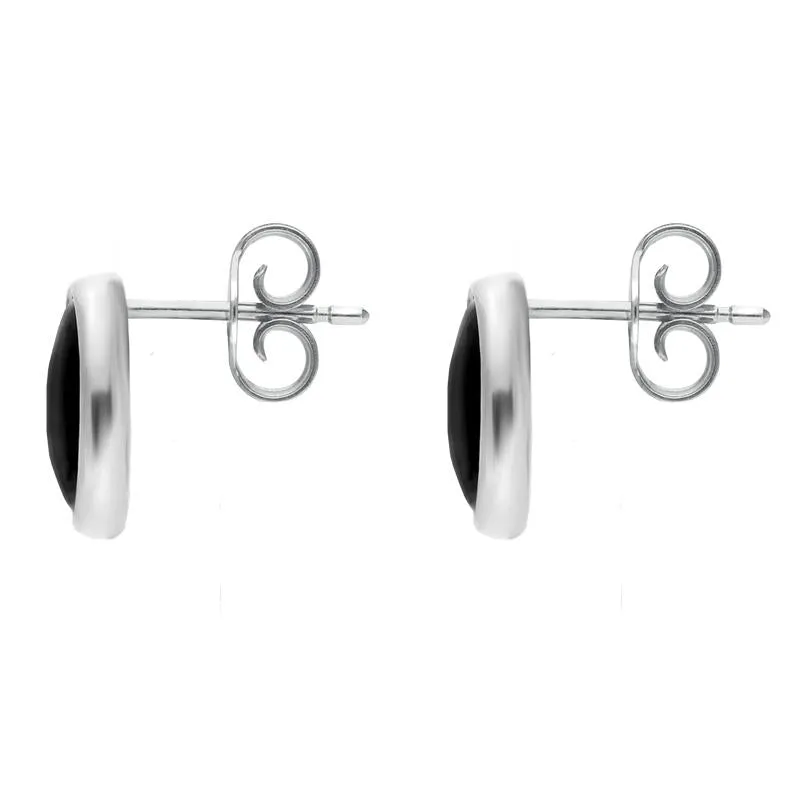 Sterling Silver Whitby Jet Oval Framed Stud Earrings