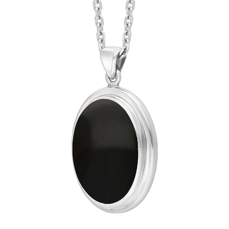 Sterling Silver Whitby Jet Oval Necklace