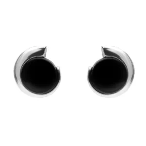 Sterling Silver Whitby Jet Small Swirl Stud Earrings