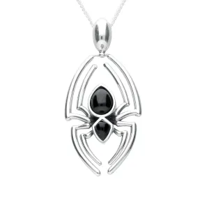 Sterling Silver Whitby Jet Spider Necklace