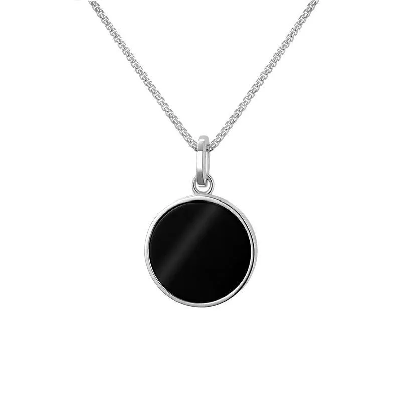 Sterling Silver Whitby Jet Zodiac Virgo Round Necklace