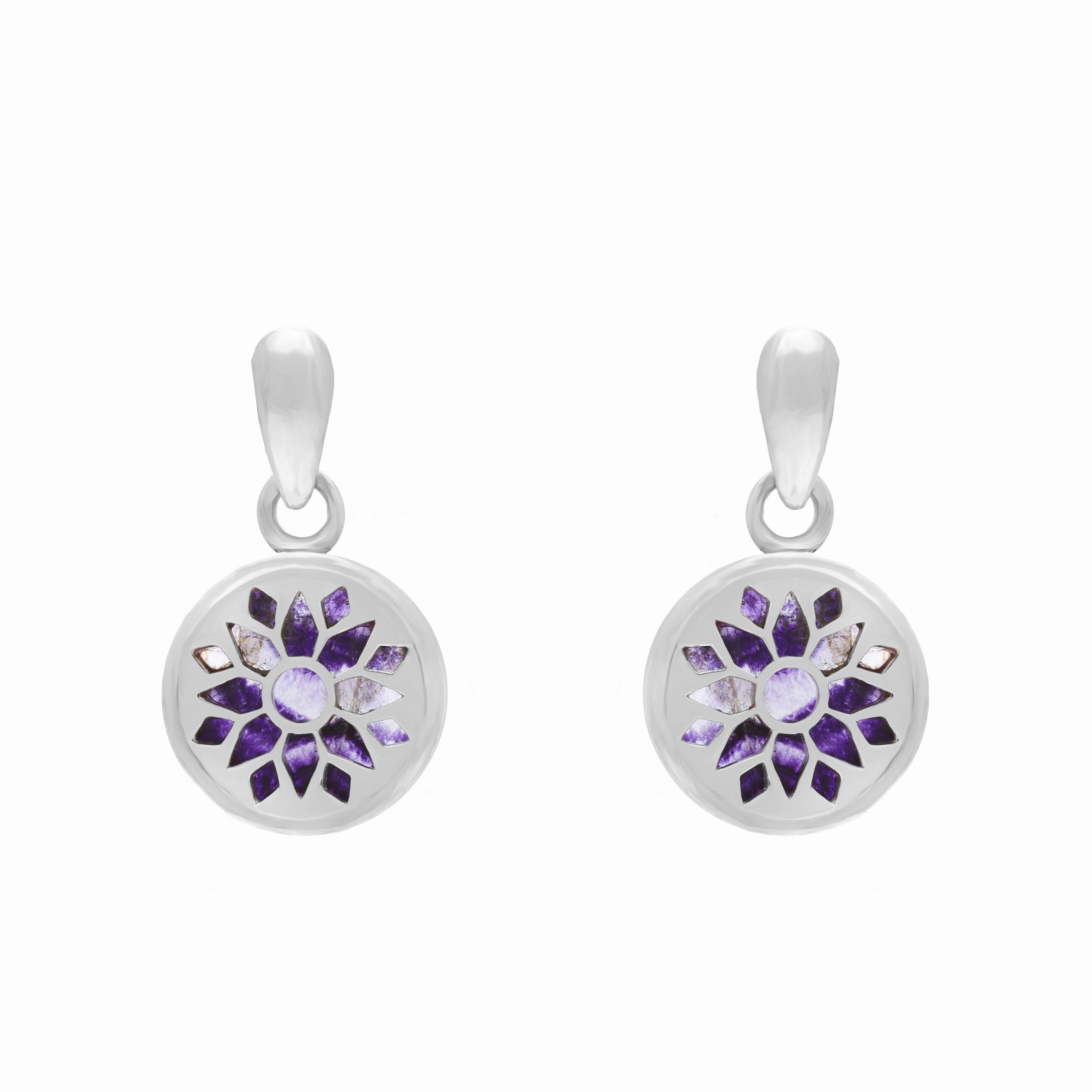 Sterling Silver 10mm Blue John Chatsworth Dcor Round Drop Earrings