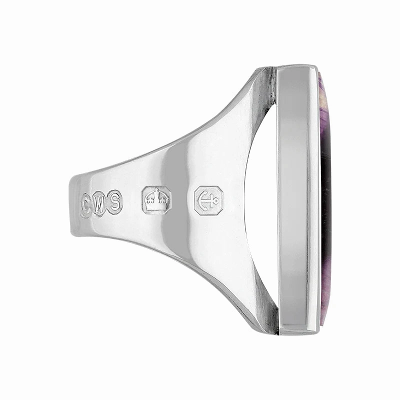 Sterling Silver Blue John Hallmark Medium Square Ring