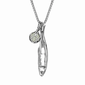 Sterling Silver Emma Stothard Silver Darling Green Quartz Float Medium Charm Necklace