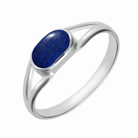 Sterling Silver Lapis Lazuli Oval Split Shank Ring