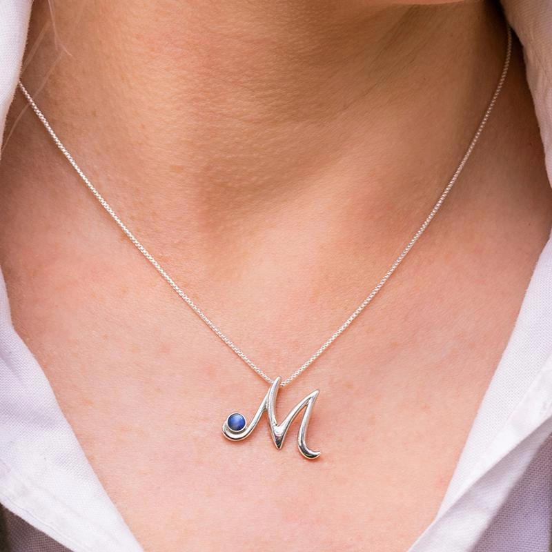 Sterling Silver Moonstone Love Letters Initial T Necklace
