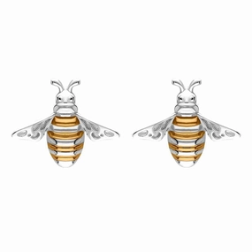 Sterling Silver Rose Gold Plated Bee Stud Earrings