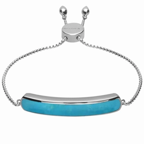Sterling Silver Turquoise Lineaire Long Bracelet