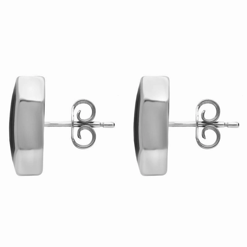 Sterling Silver Whitby Jet Organic Concave Stud Earrings