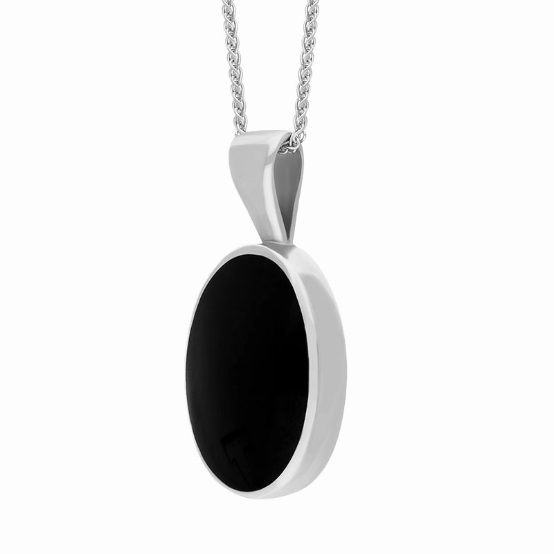 Sterling Silver Whitby Jet Oval Necklace