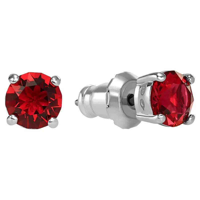 Swarovski Abstract Red Rhodium Plated Stud Earrings