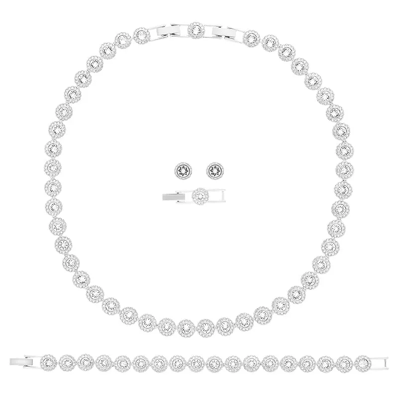 Swarovski Angelic Rhodium White Crystal Necklace Bracelet Earring Set