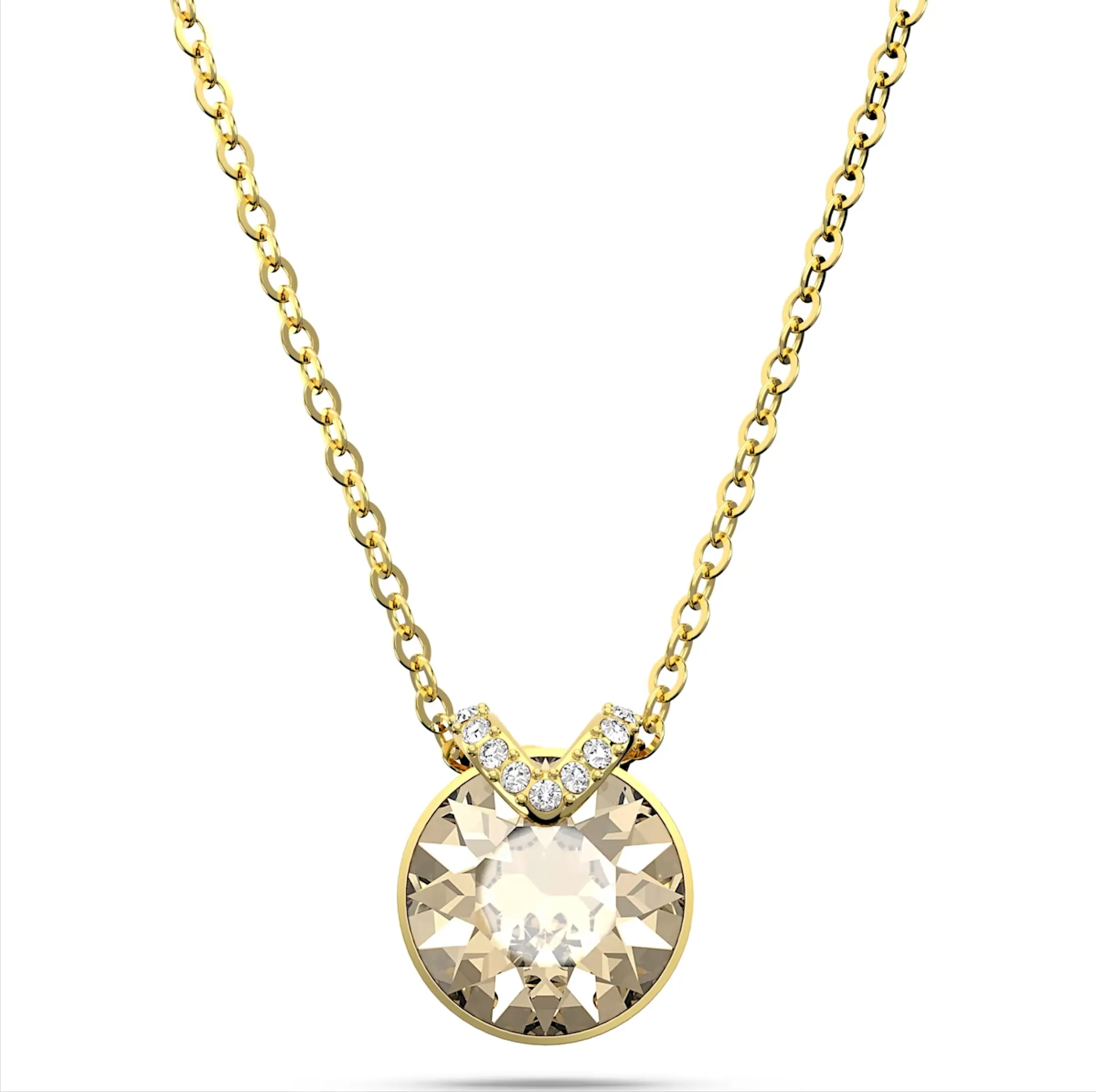 Swarovski Bella Yellow Gold Tone Plated V Clear Crystal Necklace