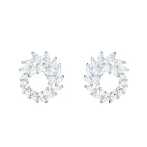 Swarovski Louison Rhodium White Crystal Hoop Stud Earring