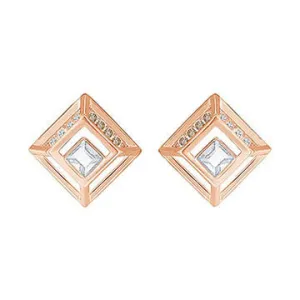 Swarovski Rose Gold White Crystal Hillock Square Stud Earrings D