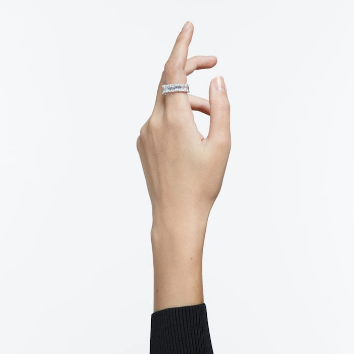 Swarovski Vittore Wide Rhodium Plated Ring - Size 55