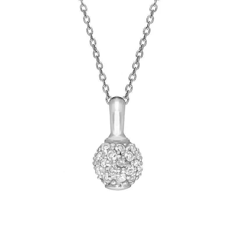 Sylva Sterling Silver Cubic Zirconia Pave Ball Necklace