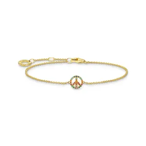 Thomas Sabo Charm Club Gold Plated Sterling Silver Colourful Peace Bracelet D