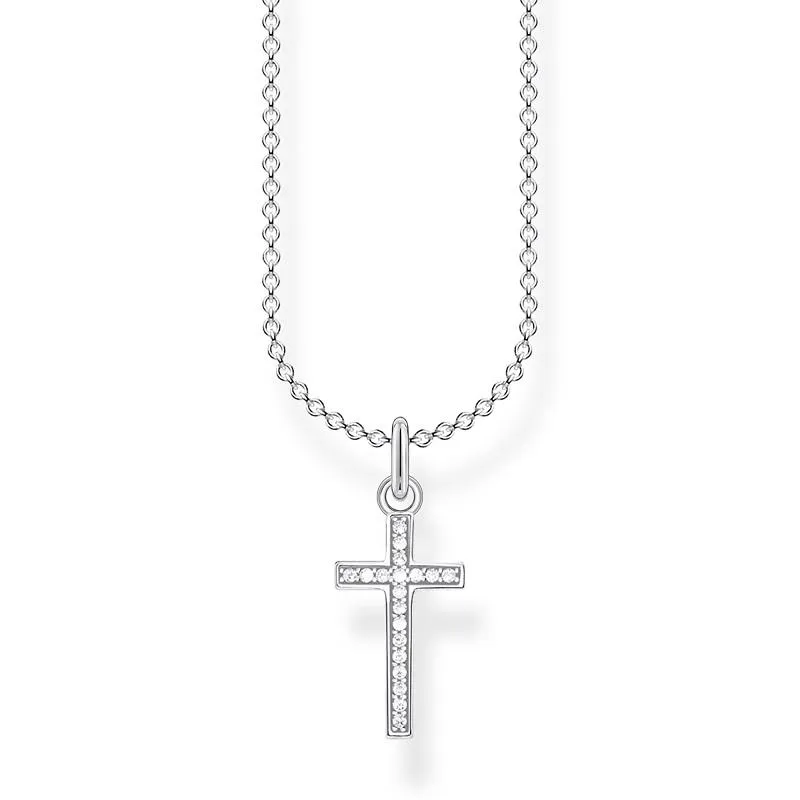 Thomas Sabo Charm Club Sterling Silver Cross Pave Necklace