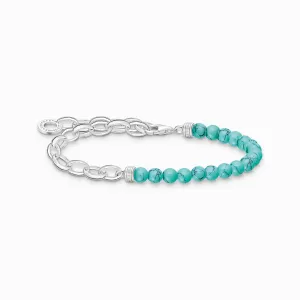 Thomas Sabo Charm Club Sterling Silver Turquoise Bead Chain Charm Bracelet D