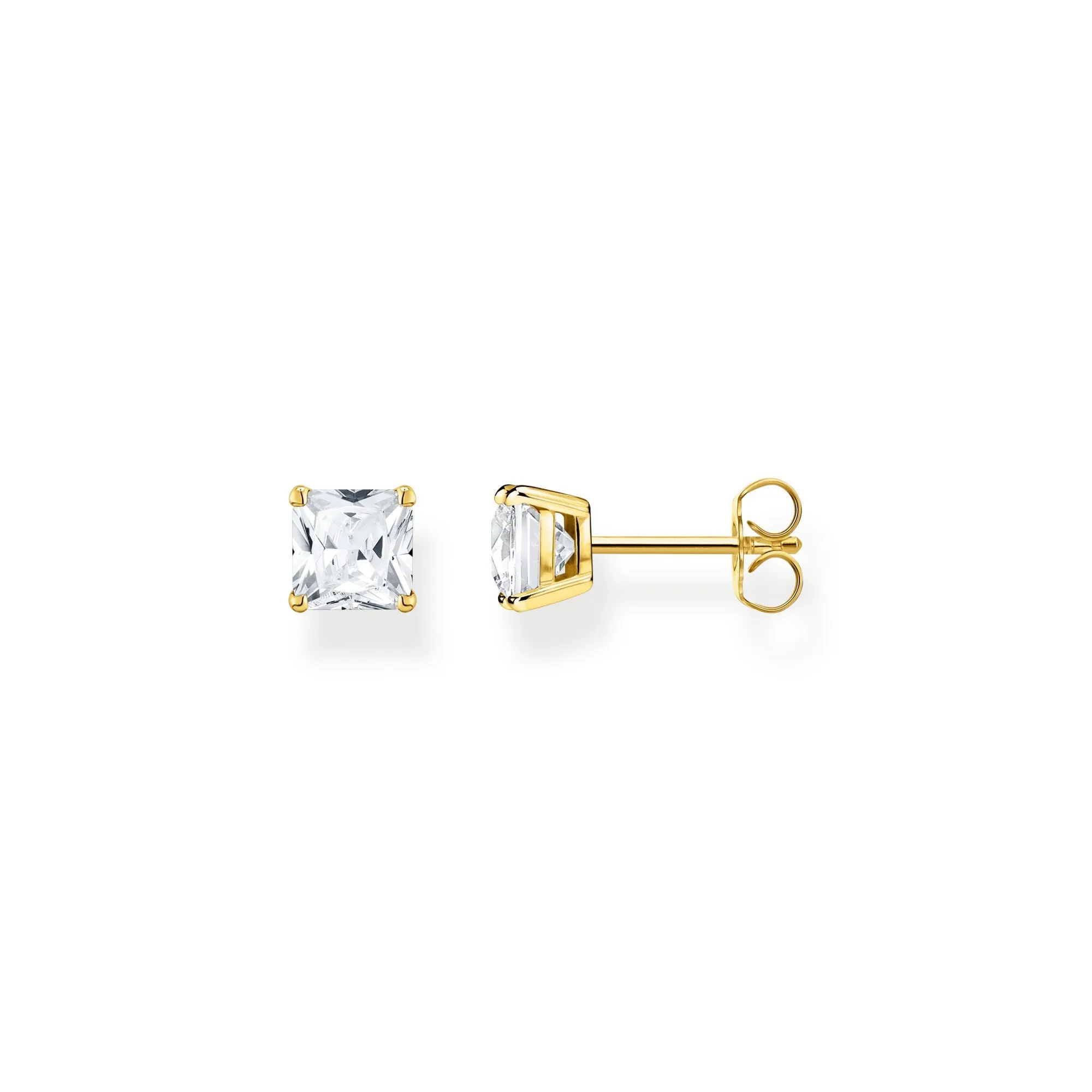 Thomas Sabo Gold Plated Sterling Silver White Stone Stud Earrings