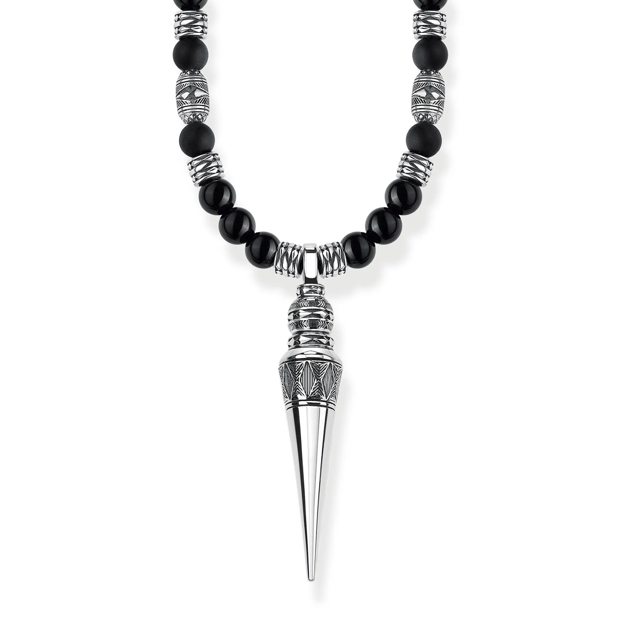Thomas Sabo Rebel at Heart Sterling Silver Black Obsidian Meditation Necklace