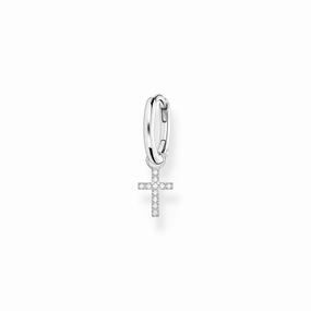 Thomas Sabo Charm Club Sterling Silver Cross Pendant Hoop Earring