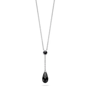 Ti Sento Necklace Silver And Black Cubic Zirconia Faceted Pear Drop