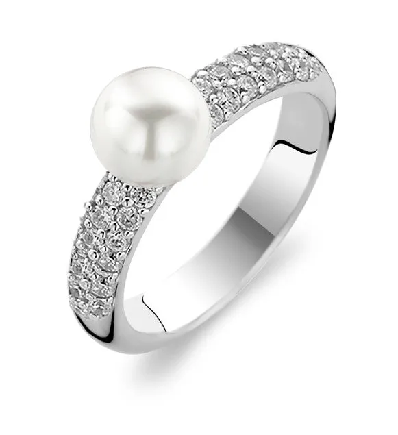 Ti Sento Ring Silver and White Cubic Zirconia Ball Top
