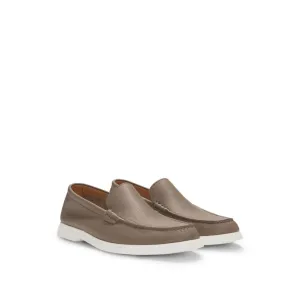 Tumbled-leather moccasins with logo detail